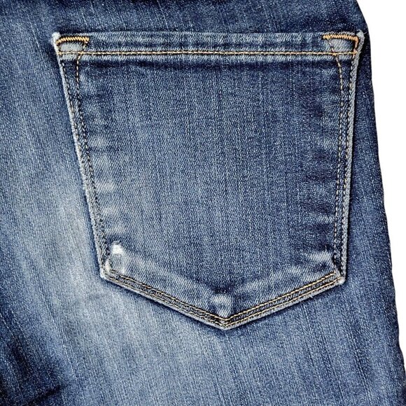 Frame Le Skinny de Jeanne Jeans Size 25 24X28 Dark Wash Low Rise Ripped Knee - Picture 4 of 15
